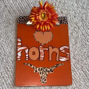Texas Longhorn Clipboard with Flower